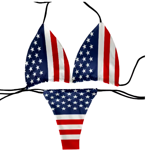 Playful Flag Print Bikini – Fun & Flirty Two-Piece Swimsuit for Women