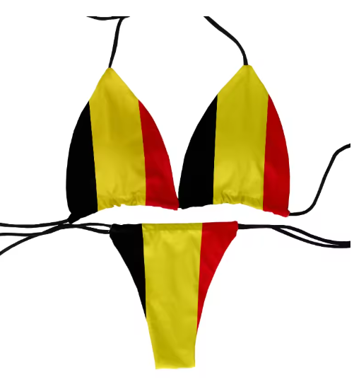 Playful Flag Print Bikini – Fun & Flirty Two-Piece Swimsuit for Women