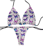 Colorful Butterfly Print Bikini – Fun & Flirty Deep V Swimsuit for Women