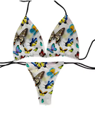 Colorful Butterfly Print Bikini – Fun & Flirty Deep V Swimsuit for Women