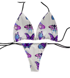 Colorful Butterfly Print Bikini – Fun & Flirty Deep V Swimsuit for Women
