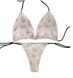 Colorful Butterfly Print Bikini – Fun & Flirty Deep V Swimsuit for Women