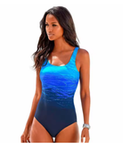 Sexy Backless One-Piece Swimsuit for Women – Gradient Print Swimwear
