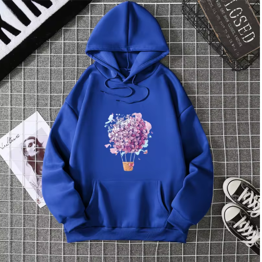 Playful & Pretty – Cherry Blossom Balloon Hoodie for Women