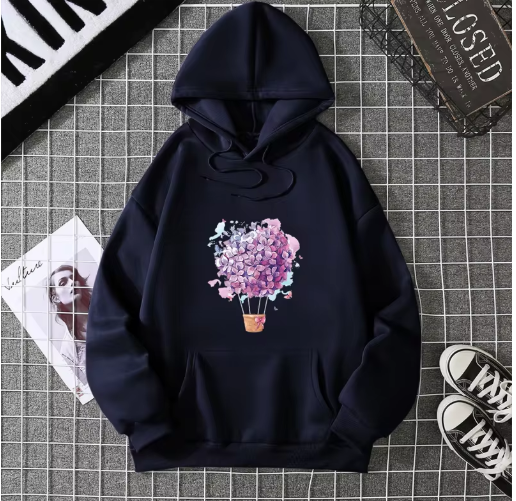 Playful & Pretty – Cherry Blossom Balloon Hoodie for Women