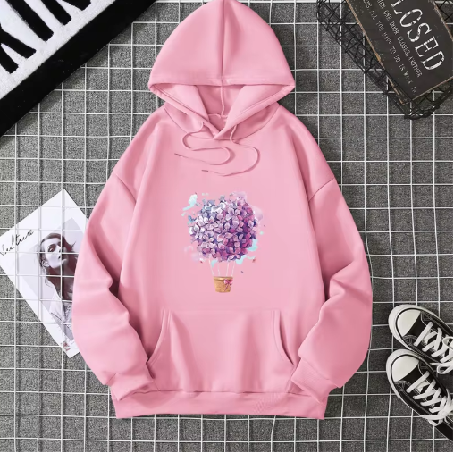 Playful & Pretty – Cherry Blossom Balloon Hoodie for Women