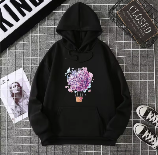 Playful & Pretty – Cherry Blossom Balloon Hoodie for Women