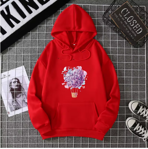 Playful & Pretty – Cherry Blossom Balloon Hoodie for Women