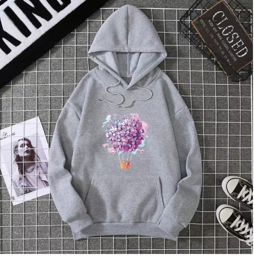 Playful & Pretty – Cherry Blossom Balloon Hoodie for Women