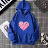 Heart Print Graphic Hoodie – Cute & Comfy Pullover Sweatshirt for Girls – Loose Fit Casual Fashion Top
