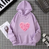 Heart Print Graphic Hoodie – Cute & Comfy Pullover Sweatshirt for Girls – Loose Fit Casual Fashion Top