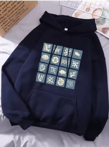 Under the Sea Print Hoodie – Cozy and Stylish Pullover for Women
