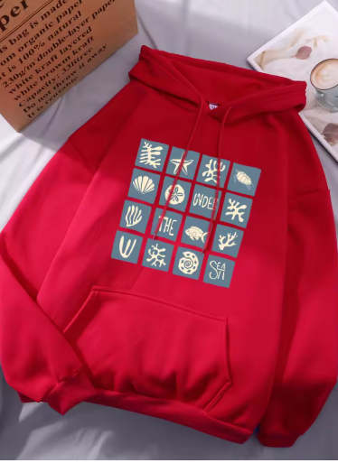 Under the Sea Print Hoodie – Cozy and Stylish Pullover for Women
