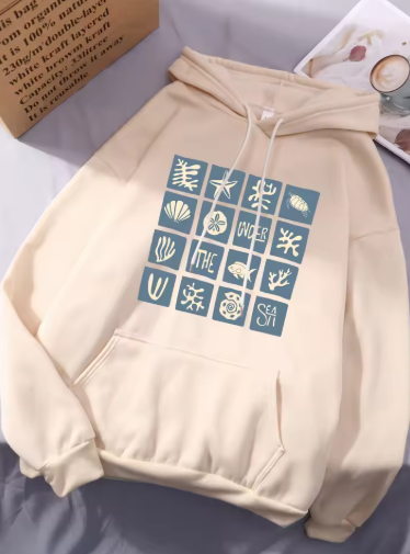 Under the Sea Print Hoodie – Cozy and Stylish Pullover for Women