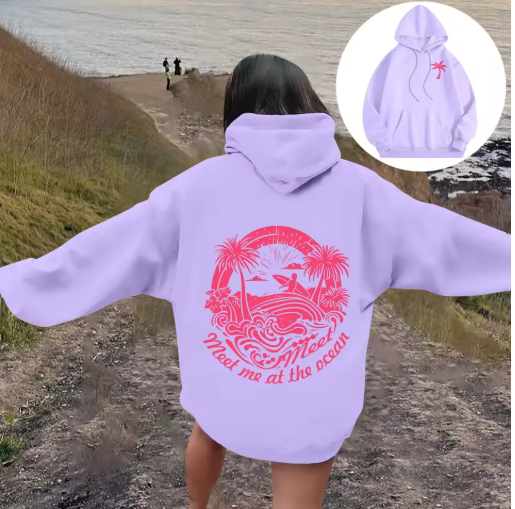 Women's Letter Print Hoodie – Casual Long-Sleeve Pullover with Pockets
