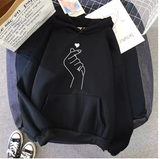 Women's "Hand Heart" Print Sweatshirt – Cozy & Stylish Pullover Hoodie