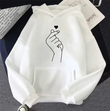 Women's "Hand Heart" Print Sweatshirt – Cozy & Stylish Pullover Hoodie