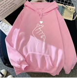 Women's "Hand Heart" Print Sweatshirt – Cozy & Stylish Pullover Hoodie