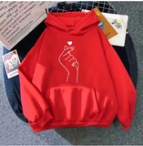 Women's "Hand Heart" Print Sweatshirt – Cozy & Stylish Pullover Hoodie