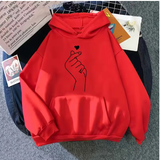 Women's "Hand Heart" Print Sweatshirt – Cozy & Stylish Pullover Hoodie