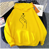 Women's "Hand Heart" Print Sweatshirt – Cozy & Stylish Pullover Hoodie