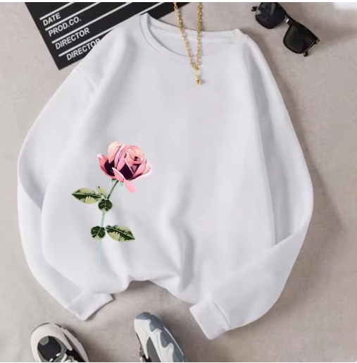 Women's Printed Pullover Sweatshirt – Comfy O-Neck Top for Casual Sports & Everyday Wear