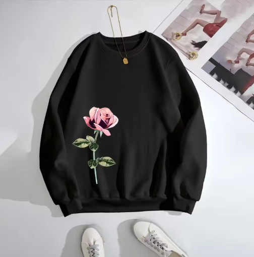 Women's Printed Pullover Sweatshirt – Comfy O-Neck Top for Casual Sports & Everyday Wear