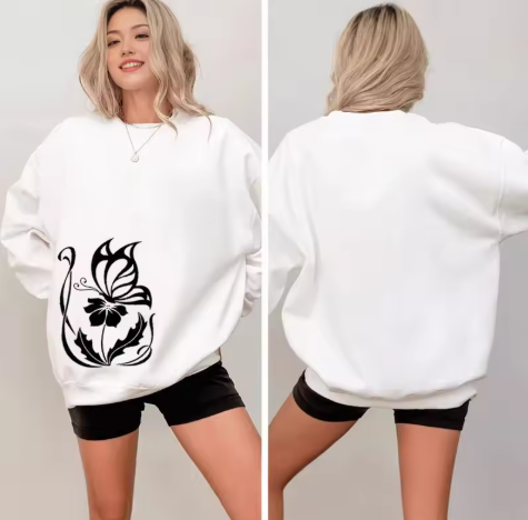 Women's Printed Sweatshirt – Comfy O-Neck Pullover for Sport & Everyday Wear