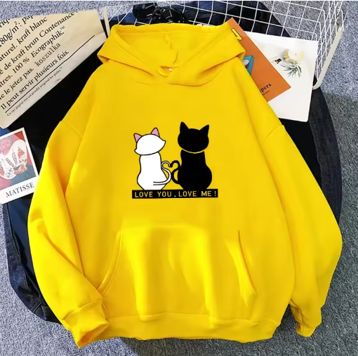 Women's Cute Printed Sweatshirt – Casual Pullover Hoodie for Daily Comfort