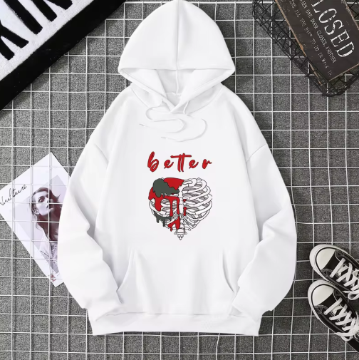 Y2K Skeleton Zip-Up Hoodie – Oversized Gothic Streetwear for Women