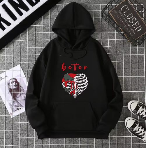 Y2K Skeleton Zip-Up Hoodie – Oversized Gothic Streetwear for Women