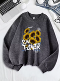 Sunflower Print Fleece Sweatshirt – Cozy & Cheerful Women's Hoodie