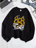 Sunflower Print Fleece Sweatshirt – Cozy & Cheerful Women's Hoodie