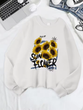 Sunflower Print Fleece Sweatshirt – Cozy & Cheerful Women's Hoodie