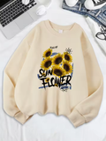 Sunflower Print Fleece Sweatshirt – Cozy & Cheerful Women's Hoodie