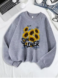 Sunflower Print Fleece Sweatshirt – Cozy & Cheerful Women's Hoodie