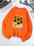 Sunflower Print Fleece Sweatshirt – Cozy & Cheerful Women's Hoodie