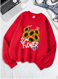 Sunflower Print Fleece Sweatshirt – Cozy & Cheerful Women's Hoodie