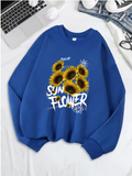 Sunflower Print Fleece Sweatshirt – Cozy & Cheerful Women's Hoodie