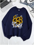 Sunflower Print Fleece Sweatshirt – Cozy & Cheerful Women's Hoodie