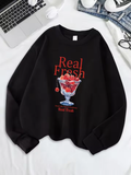 Fresh Cherry Print Sweatshirt – Cute & Cozy Women's Fleece Pullover