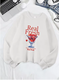 Fresh Cherry Print Sweatshirt – Cute & Cozy Women's Fleece Pullover