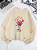 Fresh Cherry Print Sweatshirt – Cute & Cozy Women's Fleece Pullover
