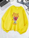 Fresh Cherry Print Sweatshirt – Cute & Cozy Women's Fleece Pullover