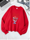 Fresh Cherry Print Sweatshirt – Cute & Cozy Women's Fleece Pullover