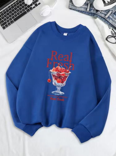 Fresh Cherry Print Sweatshirt – Cute & Cozy Women's Fleece Pullover