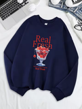 Fresh Cherry Print Sweatshirt – Cute & Cozy Women's Fleece Pullover