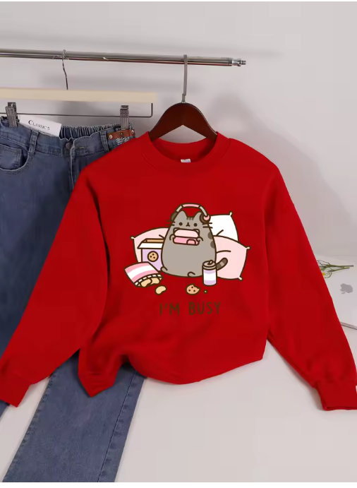 "Sorry, I’m Busy" Cat Gamer Sweatshirt – Fun & Cozy Fleece Pullover for Women