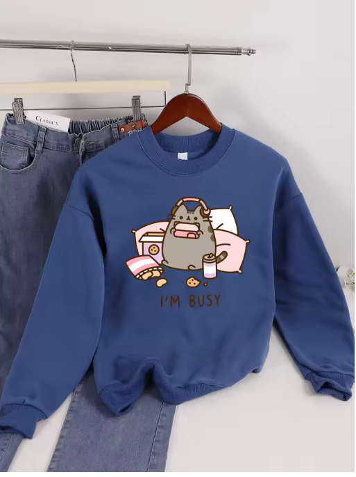 "Sorry, I’m Busy" Cat Gamer Sweatshirt – Fun & Cozy Fleece Pullover for Women