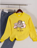 "Sorry, I’m Busy" Cat Gamer Sweatshirt – Fun & Cozy Fleece Pullover for Women